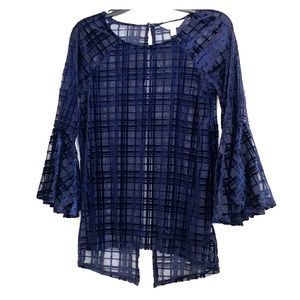 Lauren Conrad navy sheer detail blouse